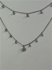 GABRIEL & CO 14k White Gold Layered Diamond Charm Drop Necklace